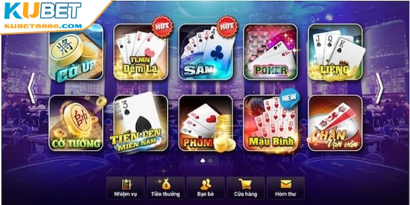 Một số game bài trực tuyến uy tín hot của web cược